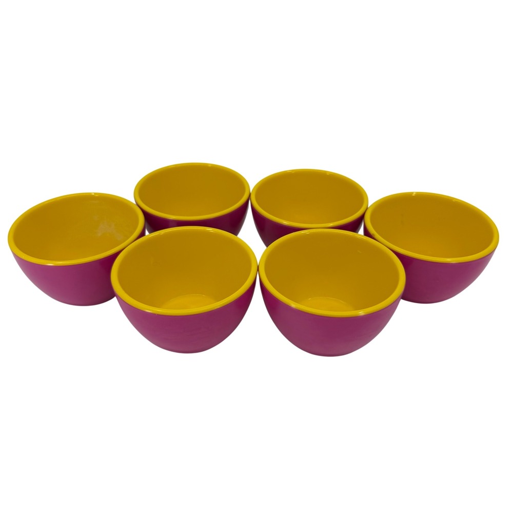 Zak! Designs Melamine Small Snack Bowls Set of 6 Pink Yellow Two Tone 3.25 inch
